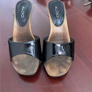 ALDO Black Patent Leather Mules